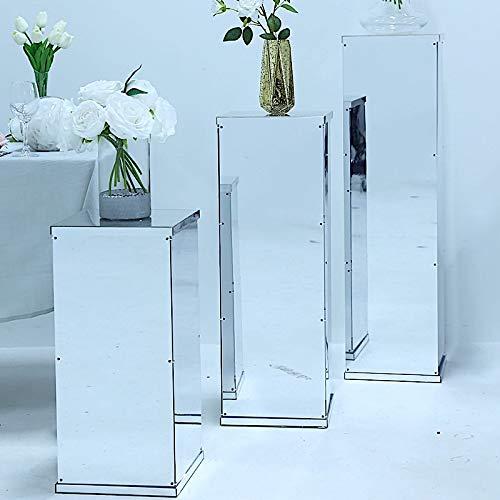 BalsaCircle 5 Silver Mirror Display Boxes Centerpieces Columns Pedestal Riser Party Wedding Decorations