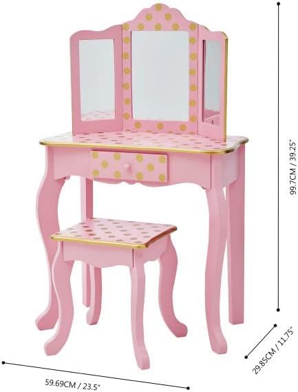 Teamson Kids Gisele Wooden Polka Dot 2-pc. Play Vanity for Accessories