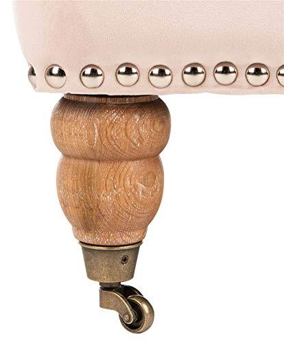 SAFAVIEH Colin Industrial Tufted Club Chair with Casters, Blush Pink/White Wash