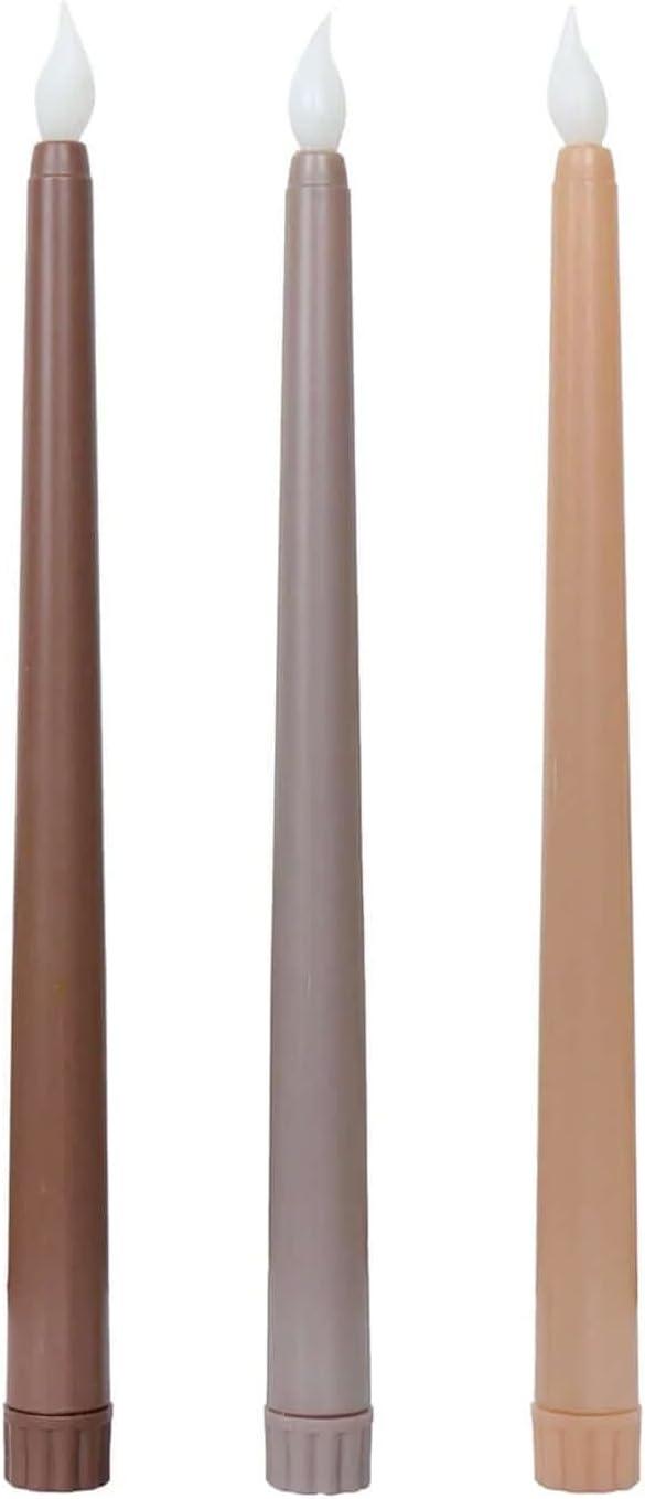 Efavormart Set of 3 | 11" Mixed Natural Warm Flickering Flameless LED Taper Candles