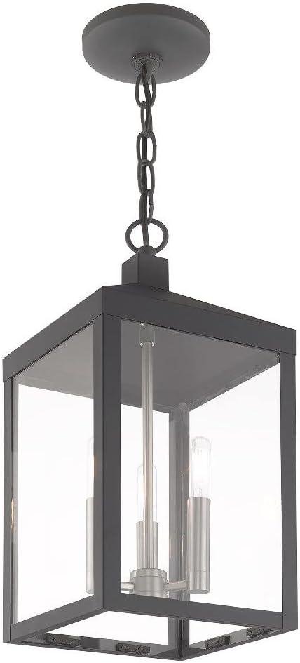 3 Light Outdoor Pendant Lantern with Clear Glass Shade