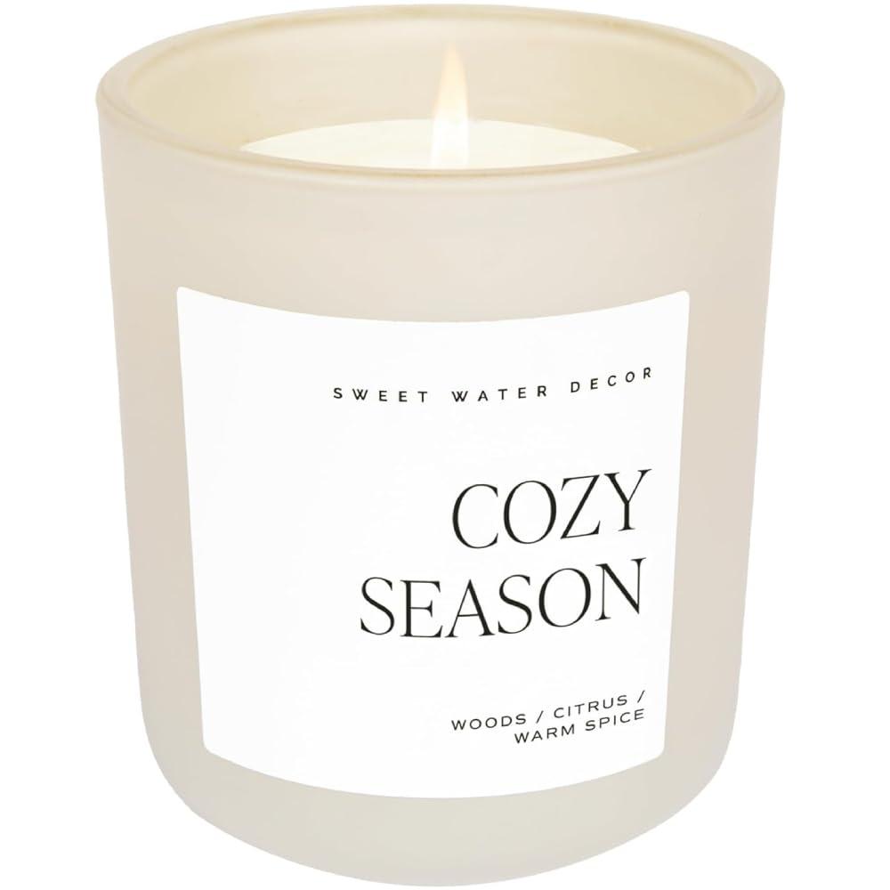 Cozy Season Beige Soy Scented Jar Candle 15oz