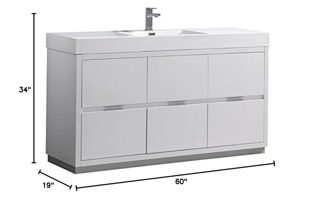 Valencia 60" Freestanding Single Modern Bathroom Vanity with Ingegrated Sink - Faucet Not Included