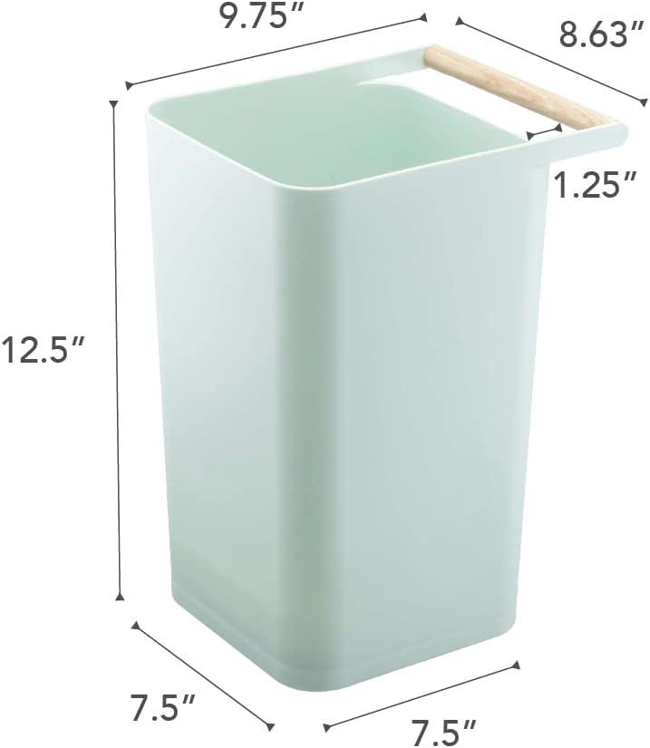 Como Yamazaki Home Slim Square Trash Can Garbage Waste Basket For Bathroom or Kitchen, 2.5 gallons