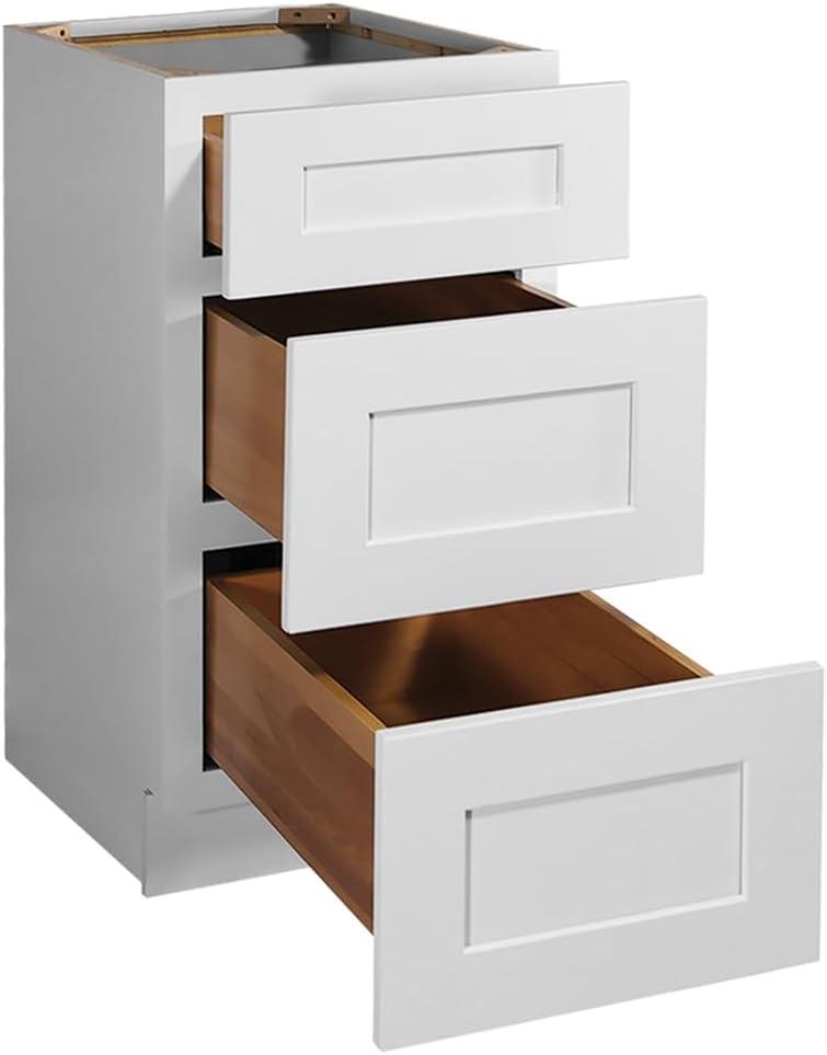 Brookings Shaker Unassembled Drawer Base Kitchen Cabinet 3DB18, 18 W x 24 D x 34.5 H, Painted White, Solid Wood, Design House, 561464
