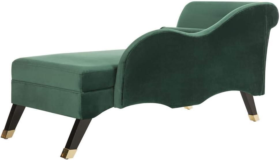 SAFAVIEH Caiden Retro Chic Velvet Chaise with Pillow, Emerald/Espresso