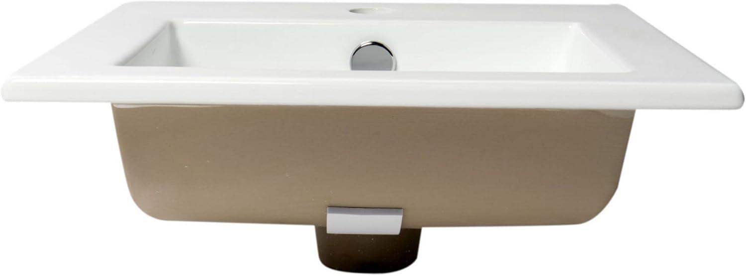 Alfi Brand 16.13'' White Porcelain Square Bathroom Sink with Overflow