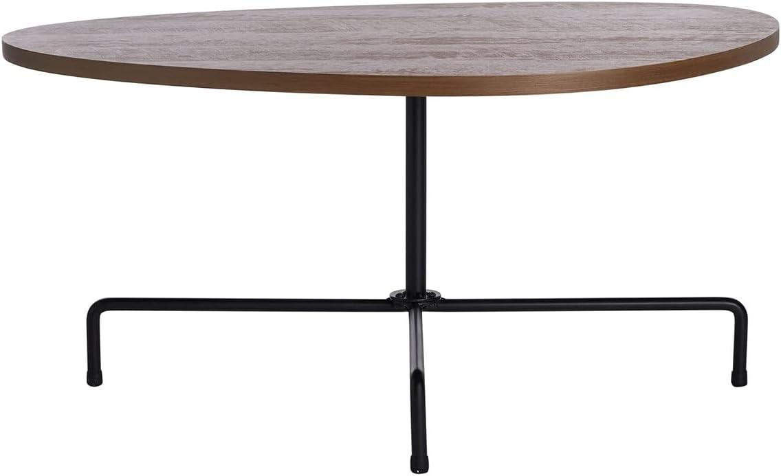 Bauhaus Influence Walnut & Black Metal Tripod Coffee Table