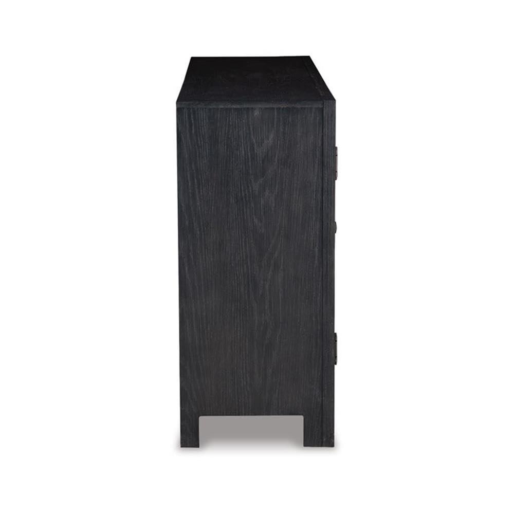 Benjara Liam Sideboard Accent Cabinet, 3 Glass Door