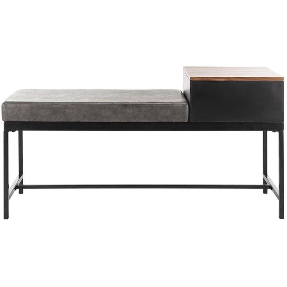 Maruka Bench with Storage - Brown/Grey - Safavieh