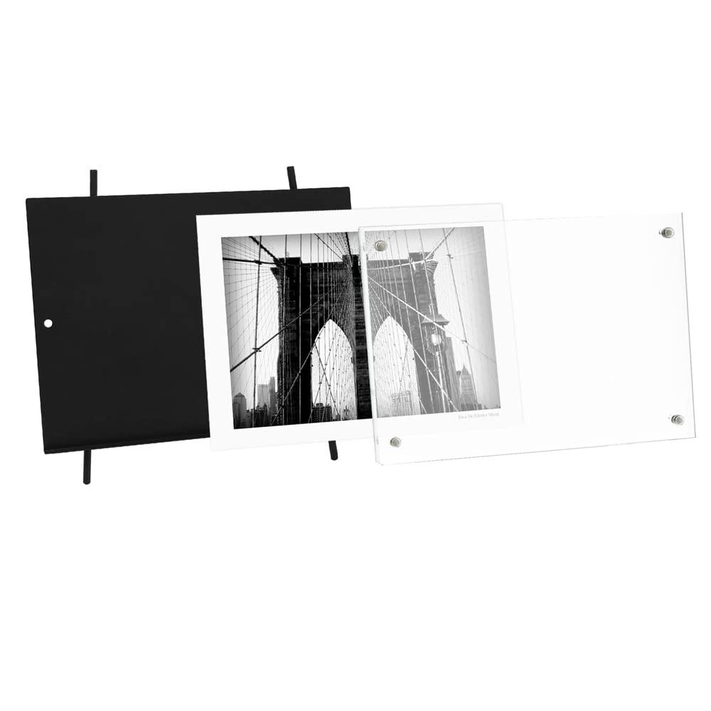 Isaac Jacobs 5x7 Black Magnetic Acrylic Metal Easel Frame (5x7 Horizontal) (Black)