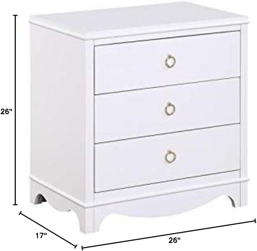 Comfort Pointe Laurel White Wood Finished 3-Drawer Farmhouse Nightstand