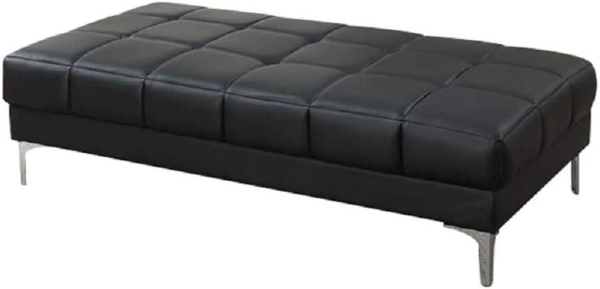 Poundex Bonded Leather Cocktail Ottoman In Black