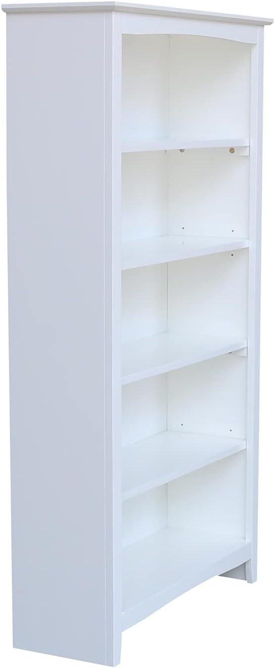 Transitional Solid Hardwood 60" White Shaker Bookshelf