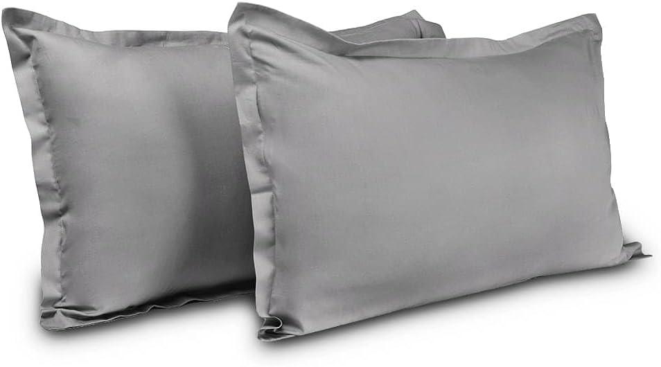 Grey Polyester Standard/Queen Pillowcases with Envelope Closure, Set of 2