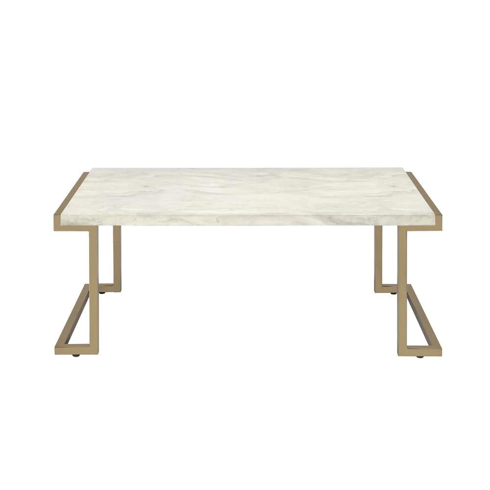 Adrinfly Boice II Coffee Table in Faux Marble & Champagne 82870
