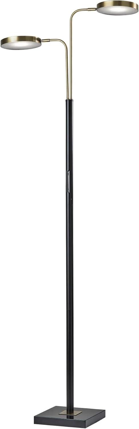 Adesso Rowan Smart LED Floor Lamp with Adjustable Shades - Black