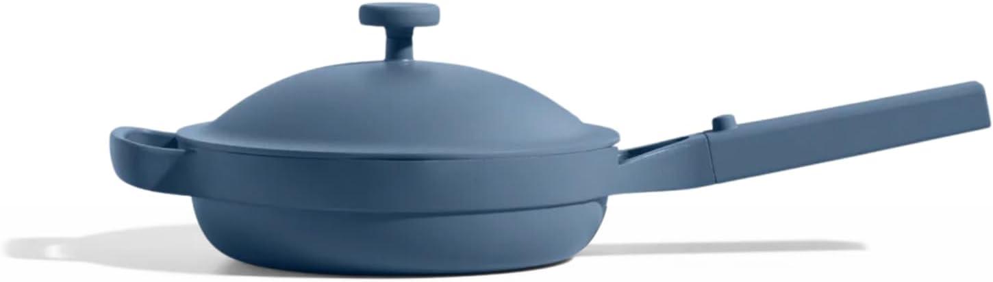 Blue Aluminum Nonstick Mini Pan with Lid and Ceramic Coating