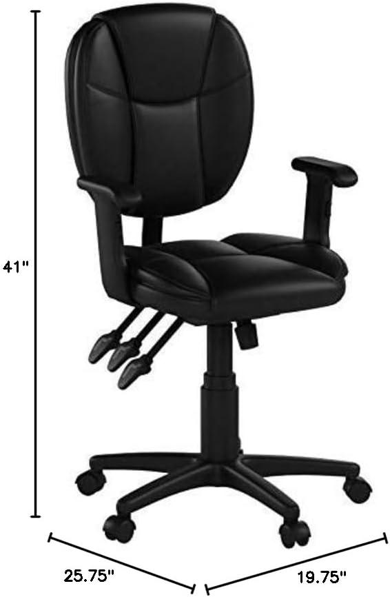 Flash Furniture Mid-Back Multifunction Swivel Ergonomic Task Office Chair with Pillow Top Cushioning and Adjustable Arms