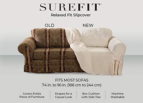 Sure Fit Essential Twill Cotton T-Cushion Wingback Slipcover