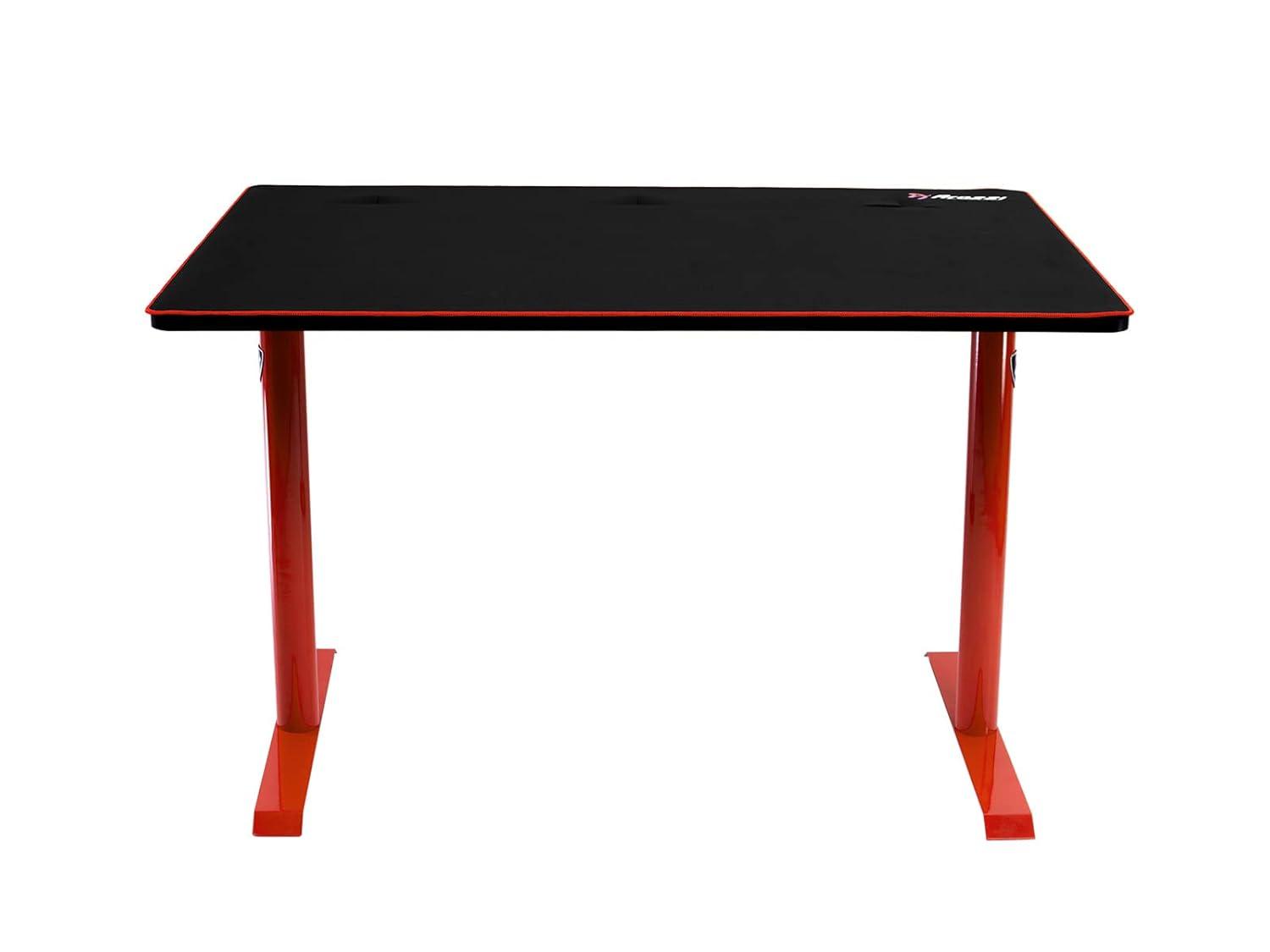 Compact Red & Black Gaming Desk with Full-Surface Mouse Pad