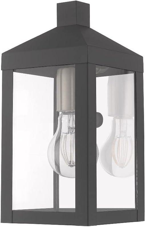 Nyack Brushed Nickel Clear Glass Direct Wired 1-Light Outdoor Lantern