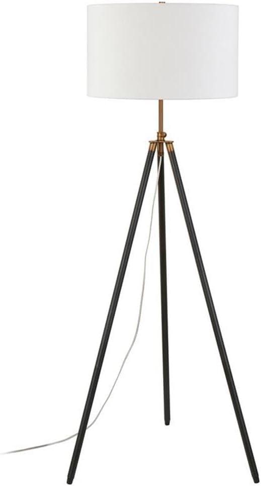 Elegant Two-Tone Tripod Floor Lamp with Linen Shade - Bronze and Brass