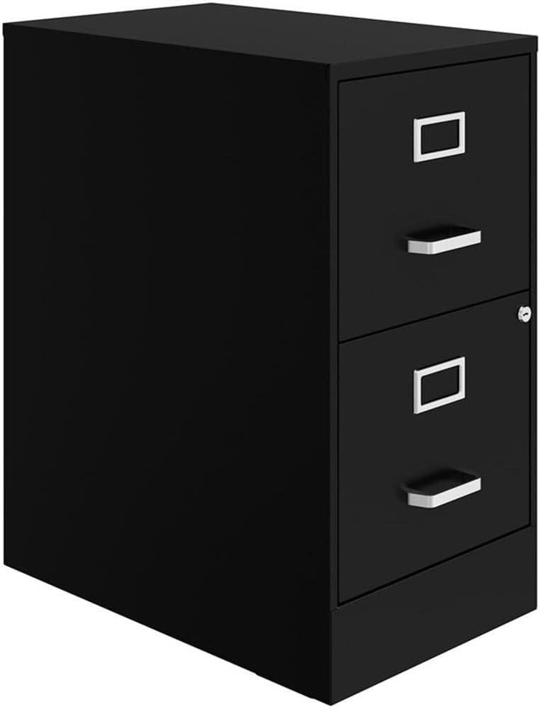 Black Metal 2-Drawer Lockable File Cabinet