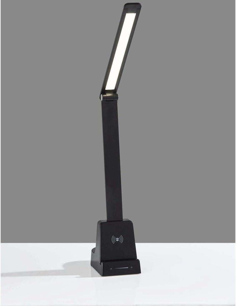 Matte Black Adjustable LED Desk Lamp with Wireless Charging