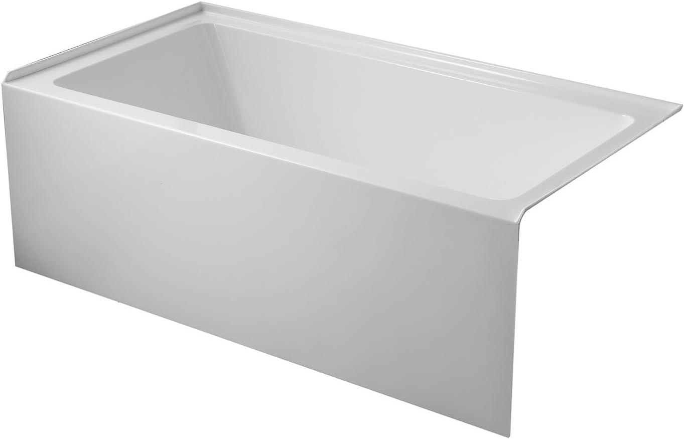 Kingston Brass VTAP6032R22C Kingston Brass Aqua Eden 60-Inch Acrylic Rectangular 3-Wall Alcove Tub with Anti-Skid Surface