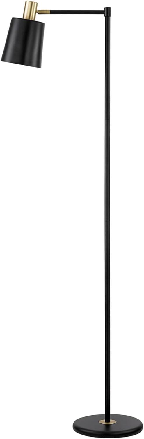 Lex 60" Adjustable Black Metal Floor Lamp with Industrial Luxe Accents