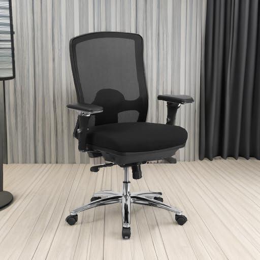 Flash Furniture HERCULES Series 24/7 Intensive Use Big & Tall 350 lb. Rated Black Mesh Multifunction Swivel Ergonomic Office Chair