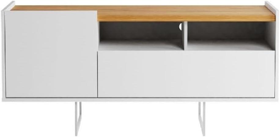 Winston TV Stand for TVs up to 50" White/Cinnamon - Manhattan Comfort: Mid-Century Design, Open & Concealed Shelving