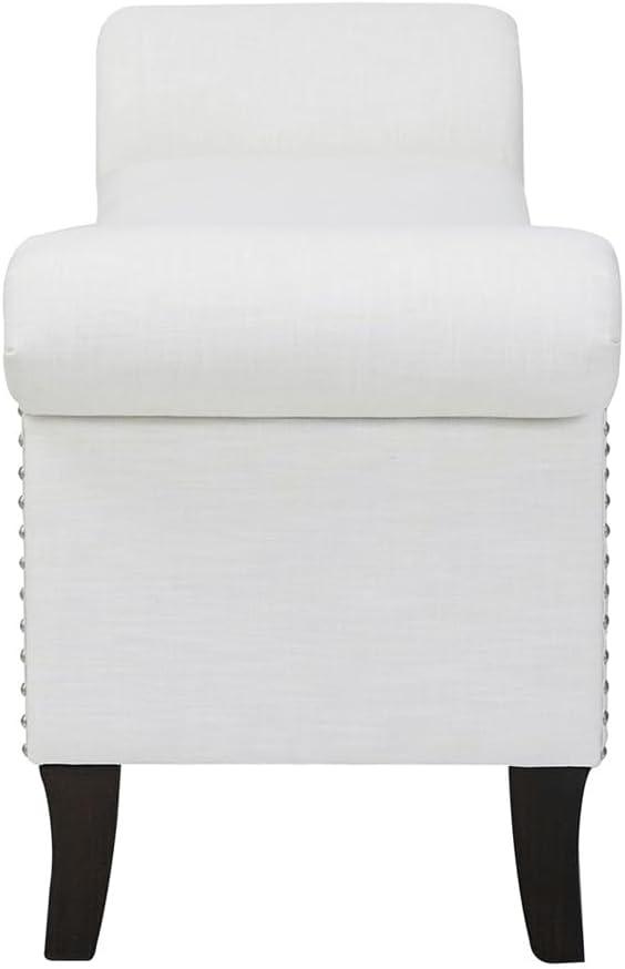 Kathy Roll Arm Entryway Accent Bench Bright White