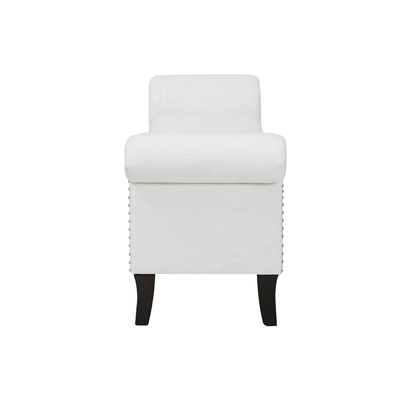 Kathy Roll Arm Entryway Accent Bench Bright White