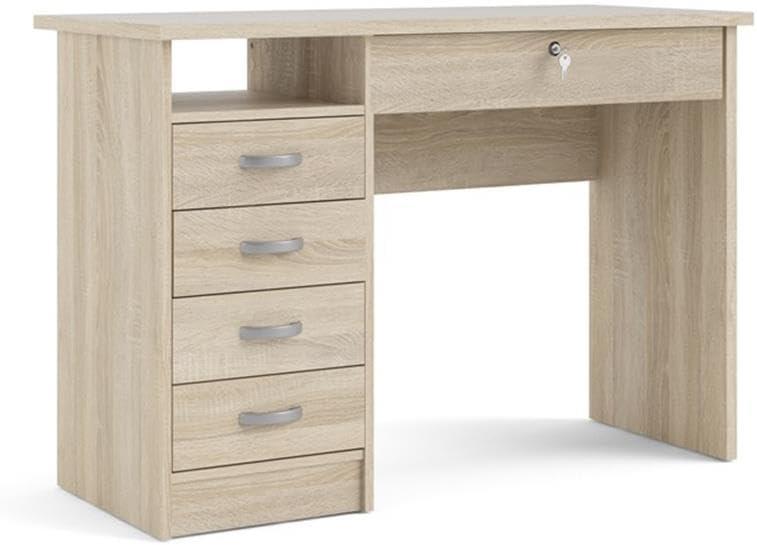 Tvilum Walden 5 Drawer Office Desk with 1 Locking Drawer for Adults, Oak Finish