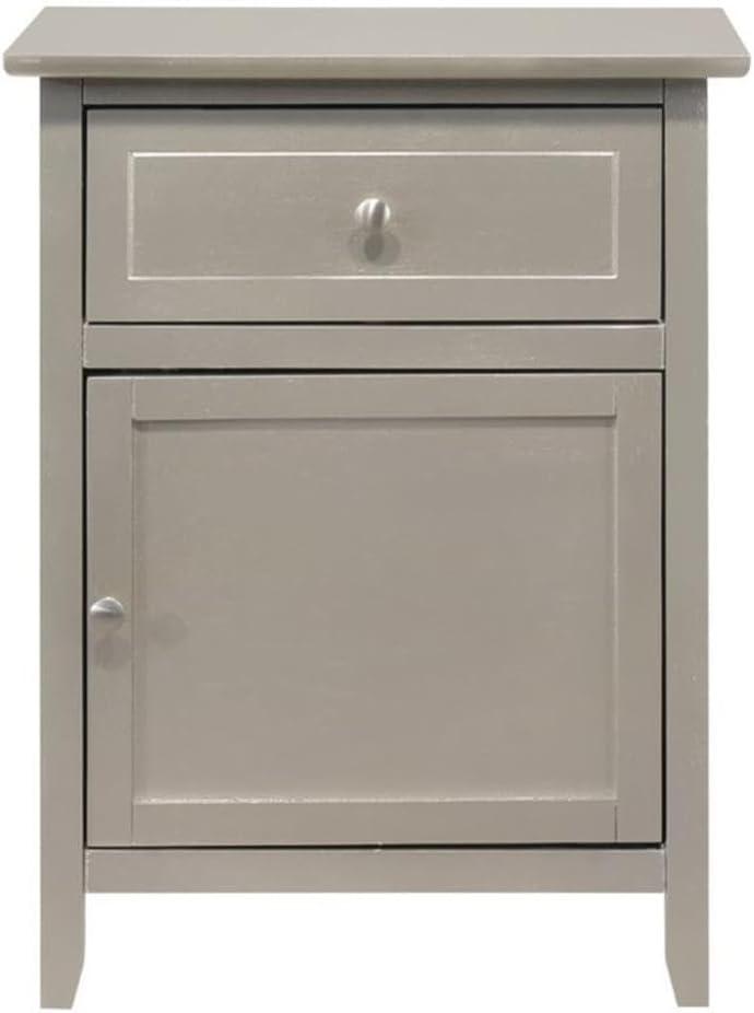 Glory Furniture Izzy Solid Wood 1-Drawer/1-Door Nightstand in Silver Champagne