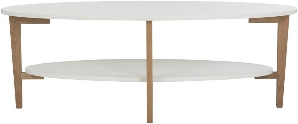 Woodruff Oval Coffee Table - White/Oak - Safavieh