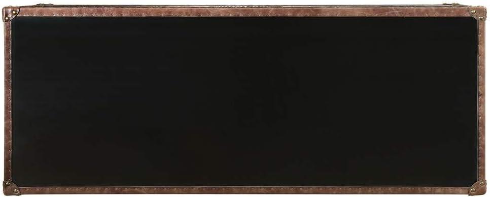 ACME Rosy Leather Top Console Table in Black and Silver