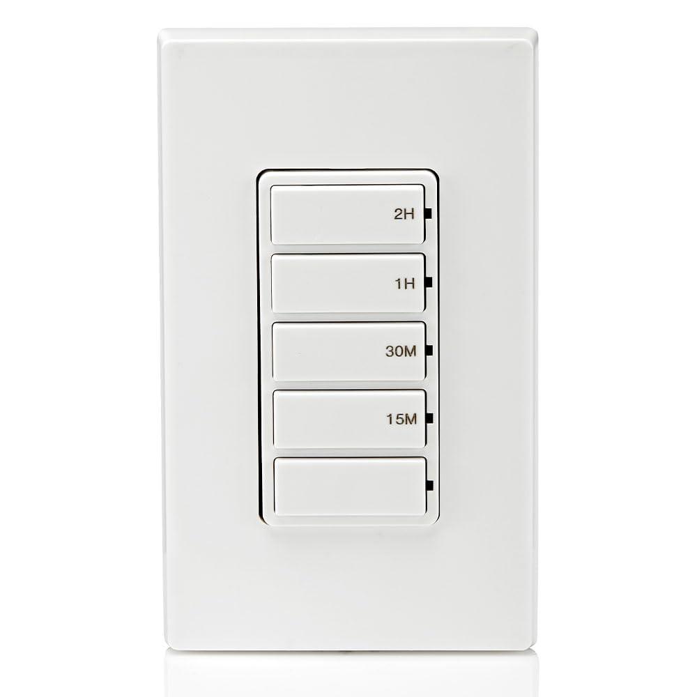 Decora 15 Amp 2-Hour Indoor In-Wall Timer Switch, 1/2 HP/9.8 Amp Fan/Motor, No Neutral Required, Single Pole, White