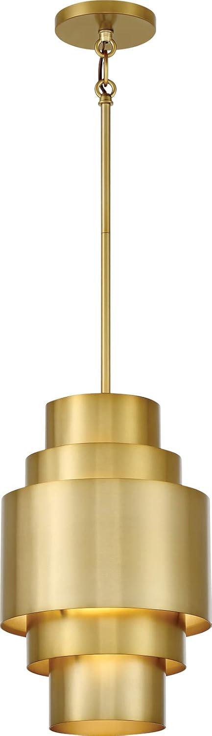 Soft Brass Mini Pendant Light with Steel Shade