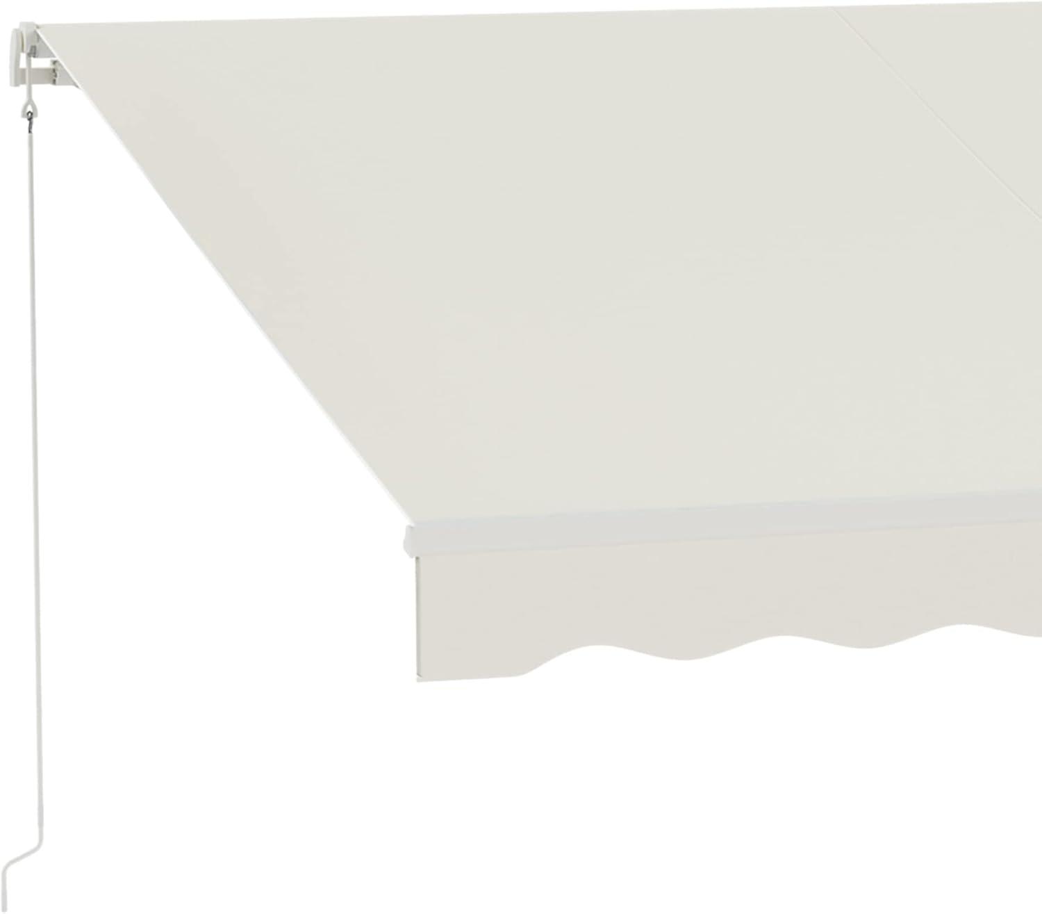 Outsunny 59'' Polyester Cream Cover Motorized Retractable Patio Awning