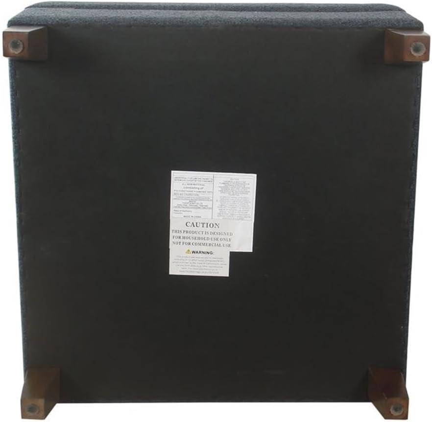 32" Luxury Square Storage Ottoman Textured Navy - HomePop: Hinged Lid, Wood Legs, Easy Assembly