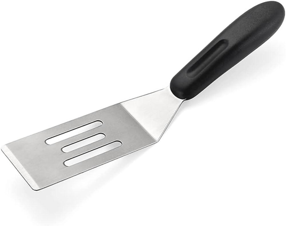 2 Pieces Small Spatula Set, Stainless Steel Mini Serving Spatula for Kitchen Use, Flipping or Cooking for Brownie, Cookie, Lasagna, Pancakes & Cake(Black+Silver)