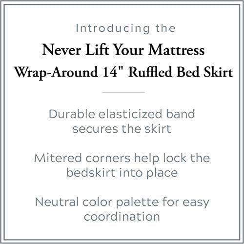 Bed Maker's Wrap-Around, Never Lift Your Mattress Ruffled Bed Skirt, 14" Drop Length, Mocha, King