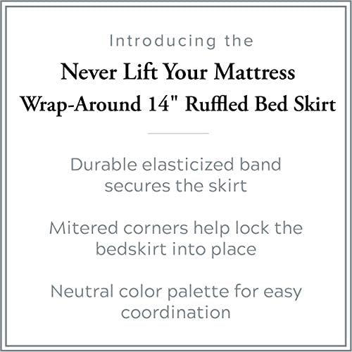 Bed Maker's Wrap-Around, Never Lift Your Mattress Ruffled Bed Skirt, 14" Drop Length, Mocha, King
