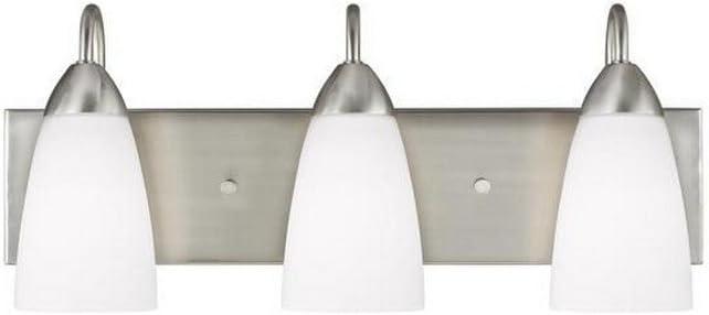 Seville Brushed Nickel 3-Light Wall Bath Fixture with Etched Glass