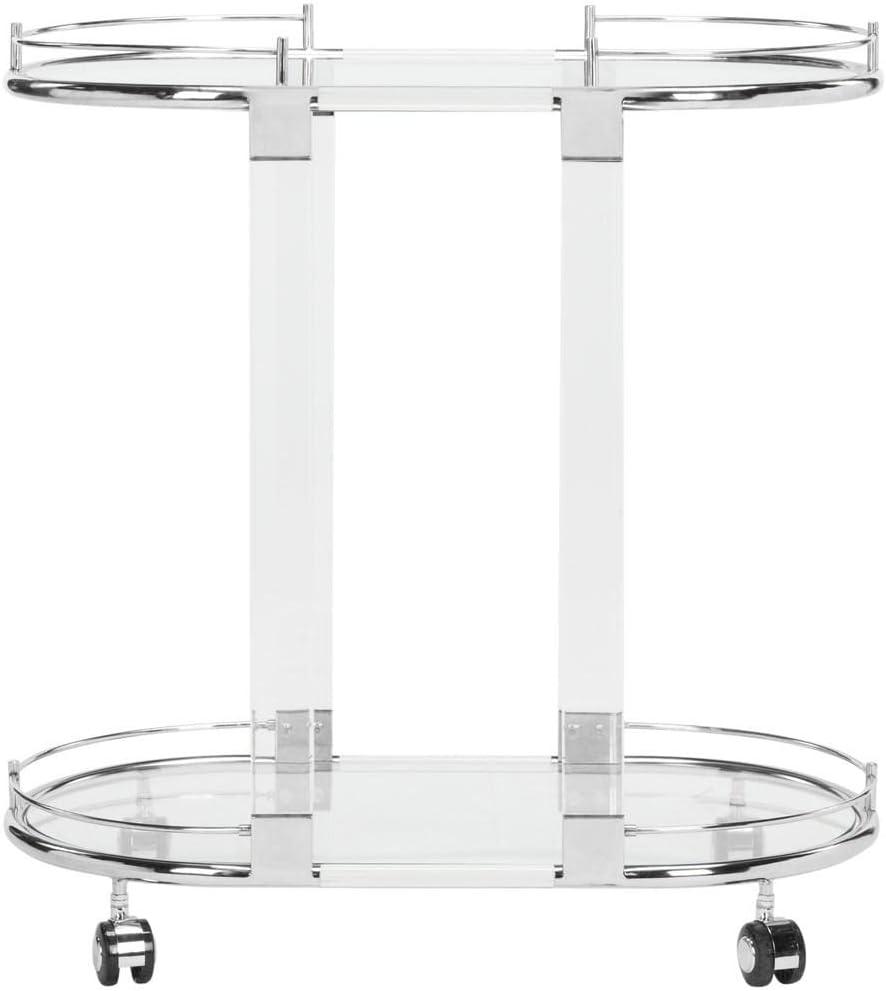 Lennon Acrylic Bar Trolley - Chrome - Safavieh