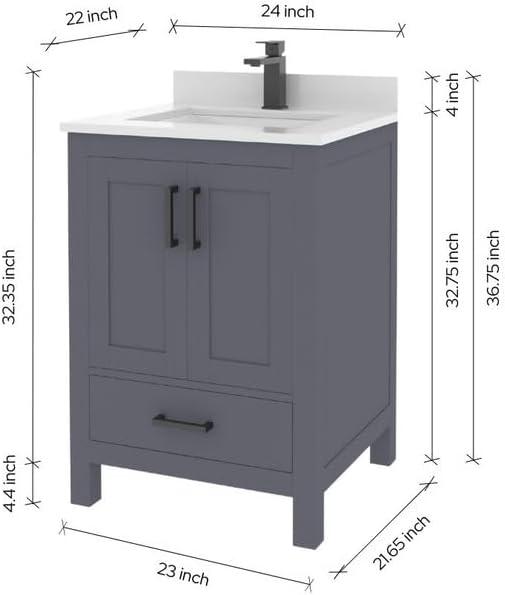 Ayna Decors Rooh 48'' Single Bathroom Vanity with White Quartz Top