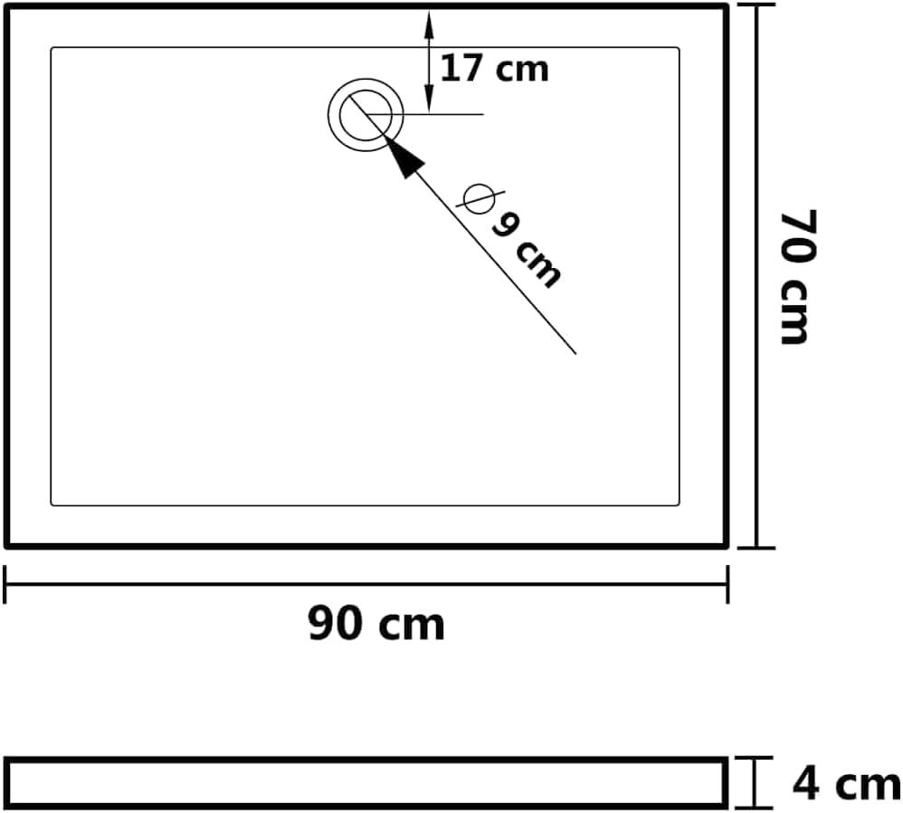 vidaXL Shower Base Tray, Non-slip Bathroom Shower Pan, Reinforced ABS